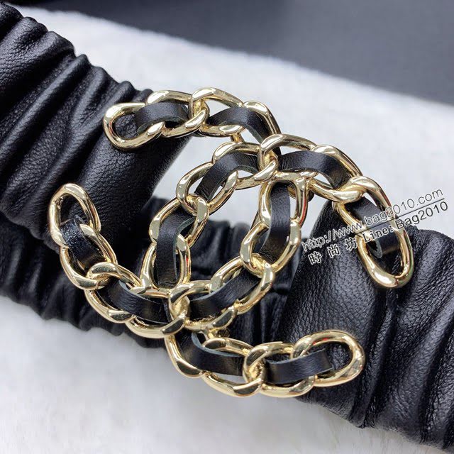 Chanel女士皮帶 香奈兒經典小羊皮鬆緊褲腰帶 香奈兒褶皺腰帶  jjp2148